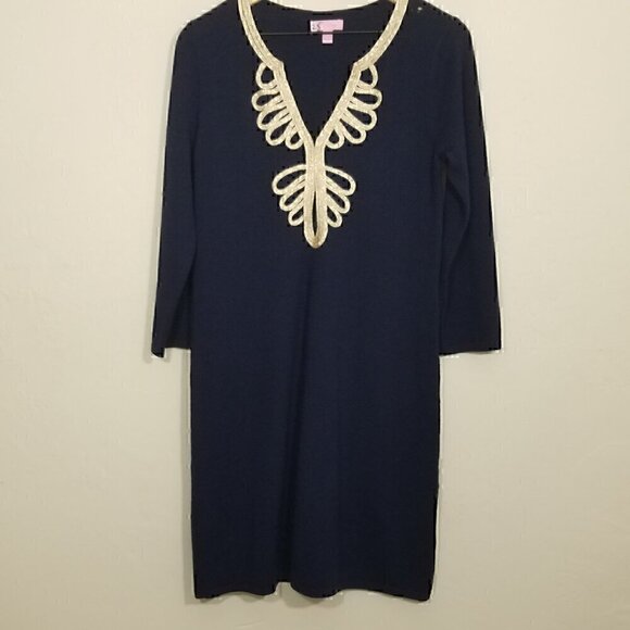 Lilly Pulitzer Devlin 100% Merino Wool Blue Sweater Dress Size M - Picture 3 of 10